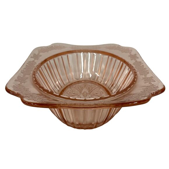 Jeannette Adam Pink Depression Glass Serving Bowl 1930s Vintage ~9" - Picture 5 of 8
